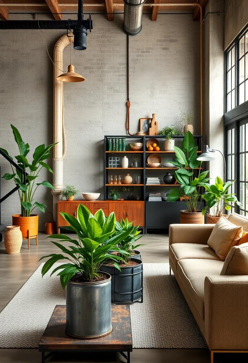 Greenery Accents: Introduce indoor plants within‌ metal⁢ pots or vintage containers to breathe life into industrial settings