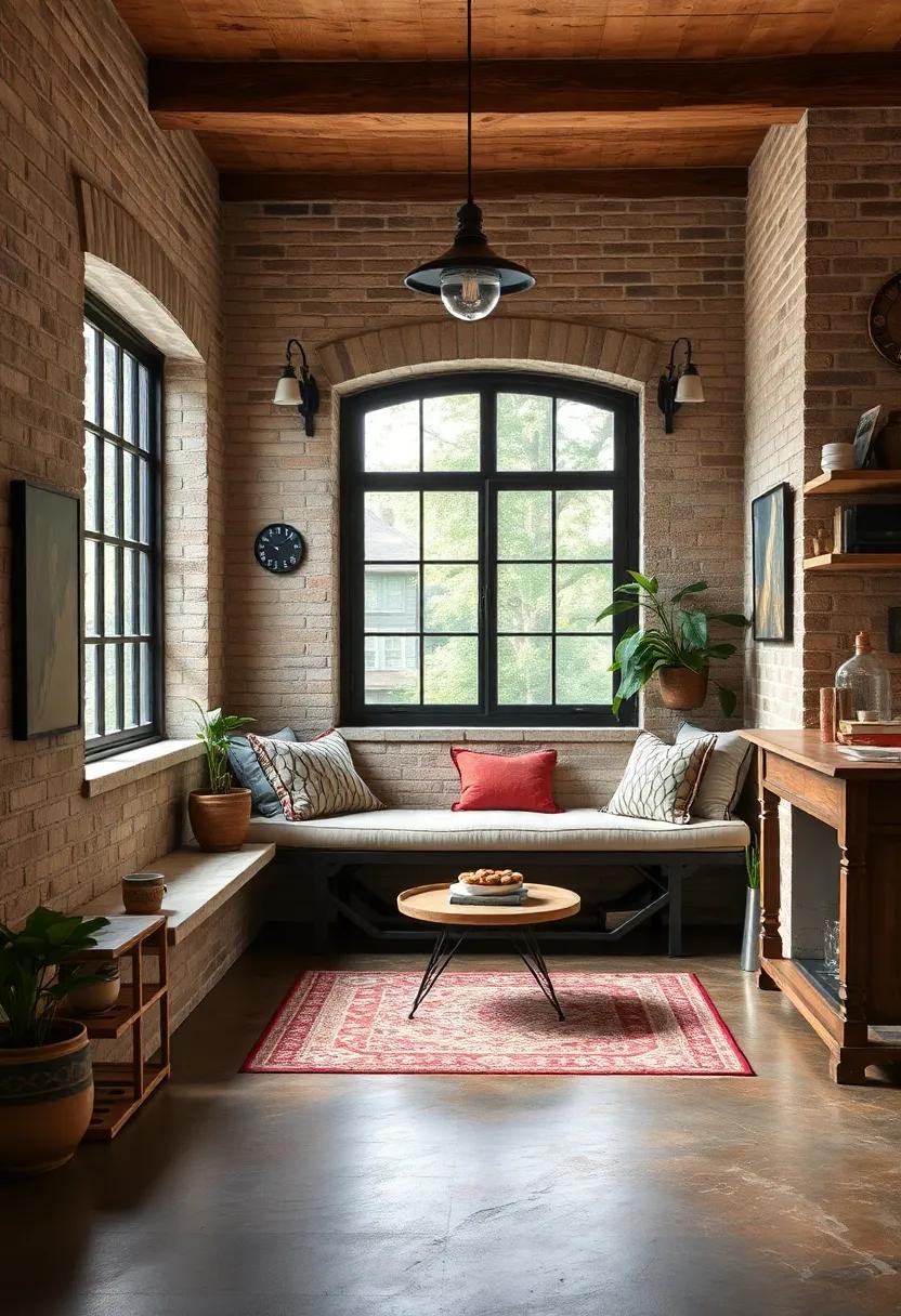 Bay Window Seating: Create​ a⁢ cozy nook with⁣ vintage cushions and an ​industrial bench to merge⁣ comfort with style