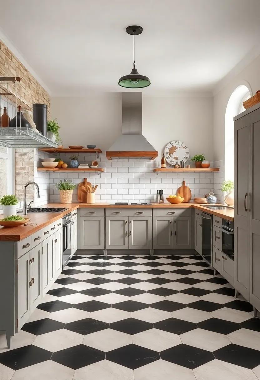 Checkerboard Pattern: A‍ classic design, ⁢the black-and-white checkerboard floor tiles can transform your kitchen into a nostalgic farmhouse setting