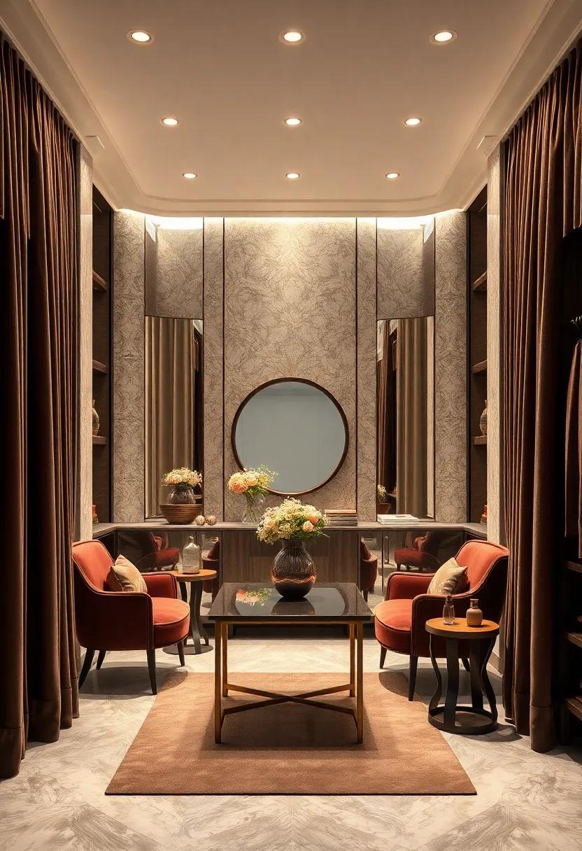 Opulent ⁢Velvet Draperies: Luxurious textures that frame mirrors and​ windows, adding warmth ⁤and‍ sophistication ⁤to your closet space