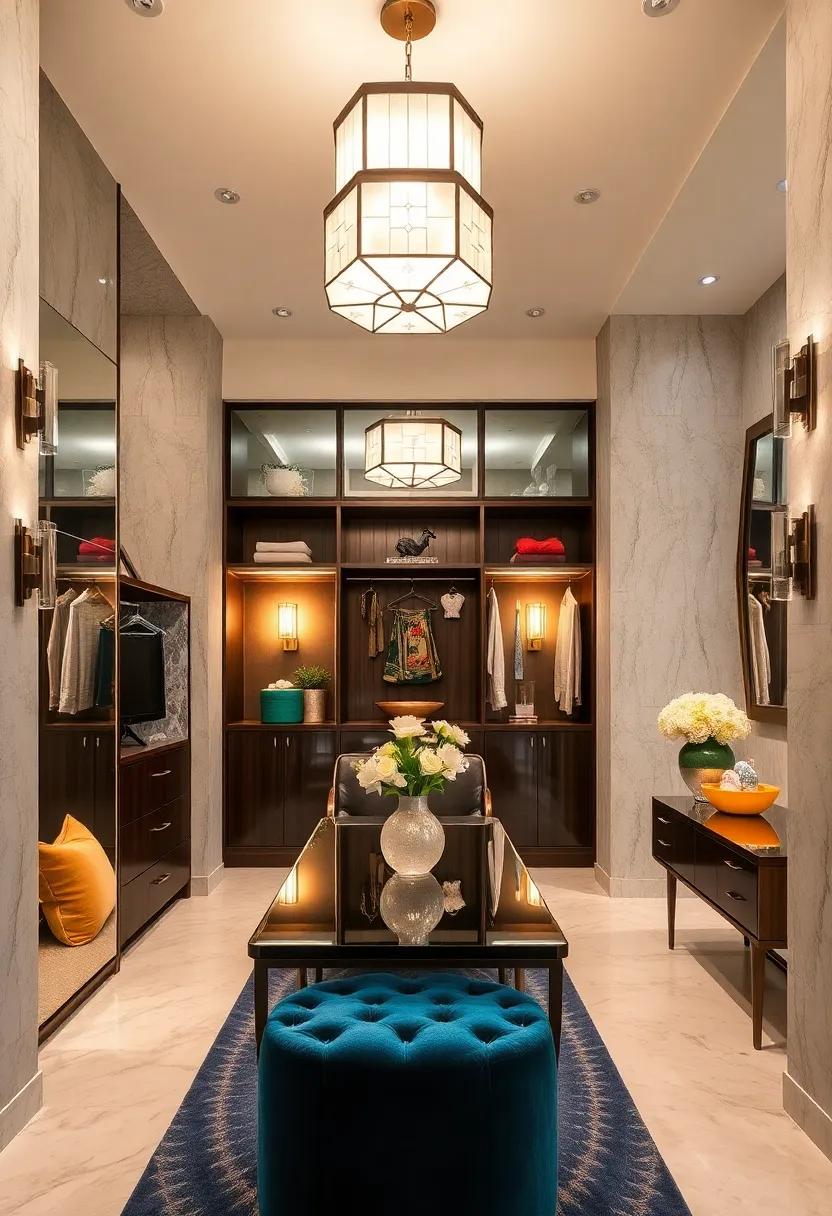 Art ‌Deco Lighting Fixtures: Stunning ‍chandeliers and sconces designed with geometric patterns to illuminate your closet with elegance