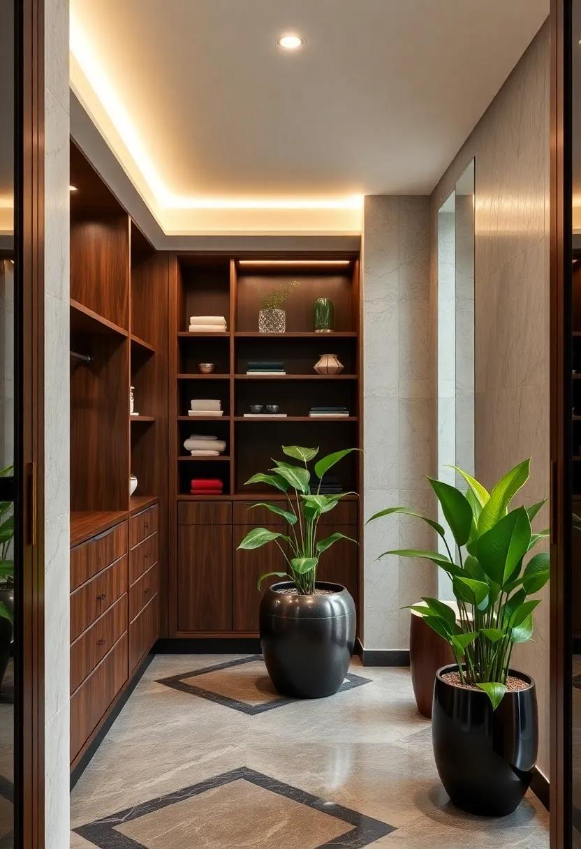 Elegant Planters:⁢ Tastefully placed greenery that breathes life into ⁣your‍ closet while complementing the Art ⁢Deco theme