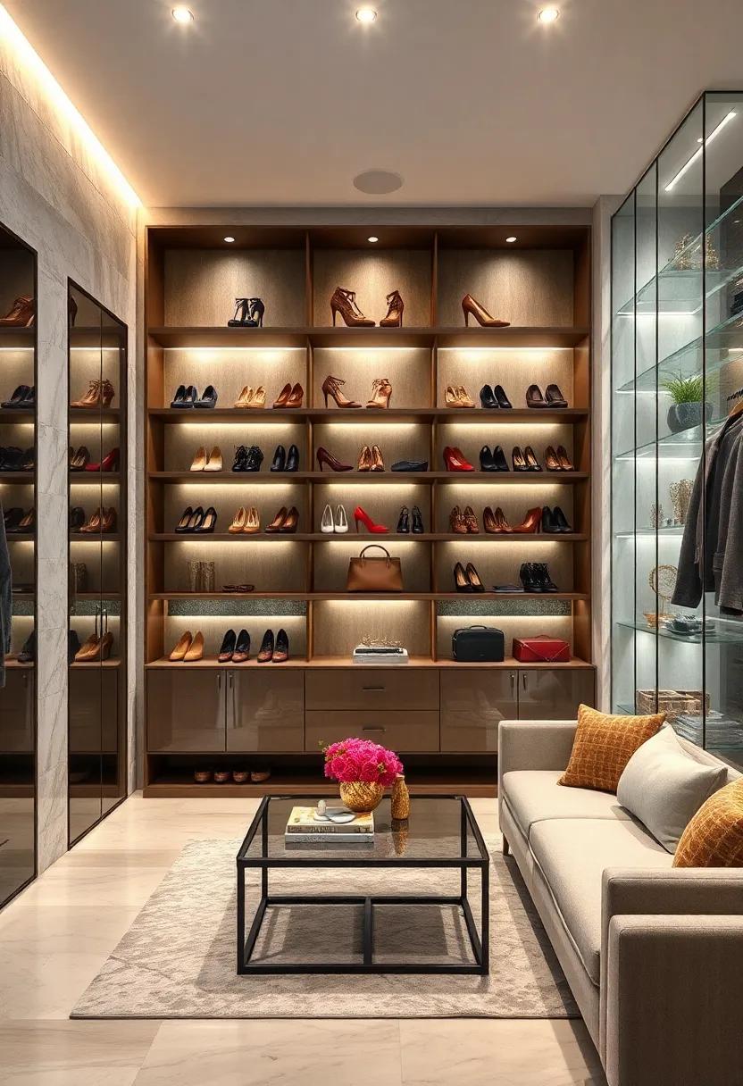 Custom Island with Seating: ⁣Create a functional and stylish centerpiece in ⁤your ‍walk-in closet‍ with⁣ a custom island featuring plush seating for those indulgent outfit⁣ selections