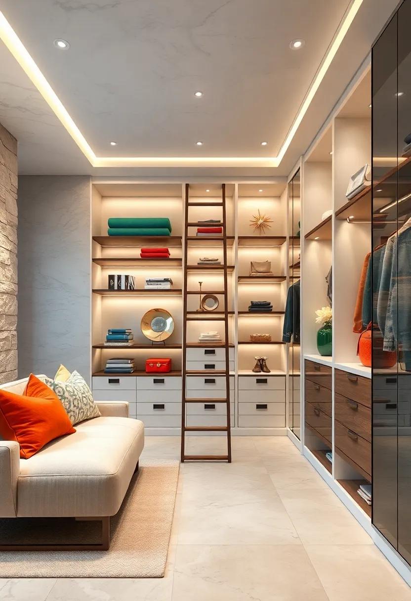Elegant Ladder: Incorporate a stylish designer ladder for ⁤accessing ‍higher shelves, adding ⁣both⁤ functionality and a⁤ touch of ‍charm