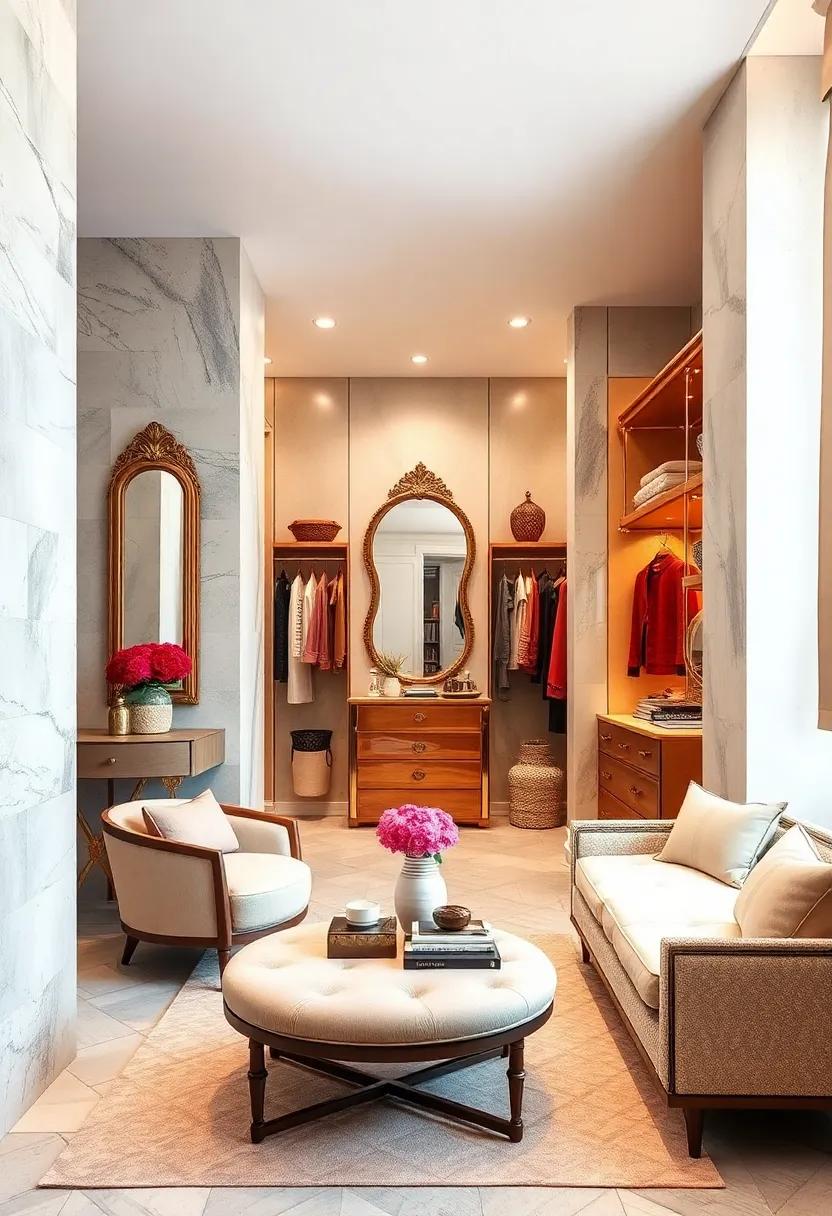 Vintage Glamour: Channel retro vibes with antique‌ mirrors and furniture ⁤pieces ⁢that bring a touch of history and charm‍ into‍ your wardrobe space