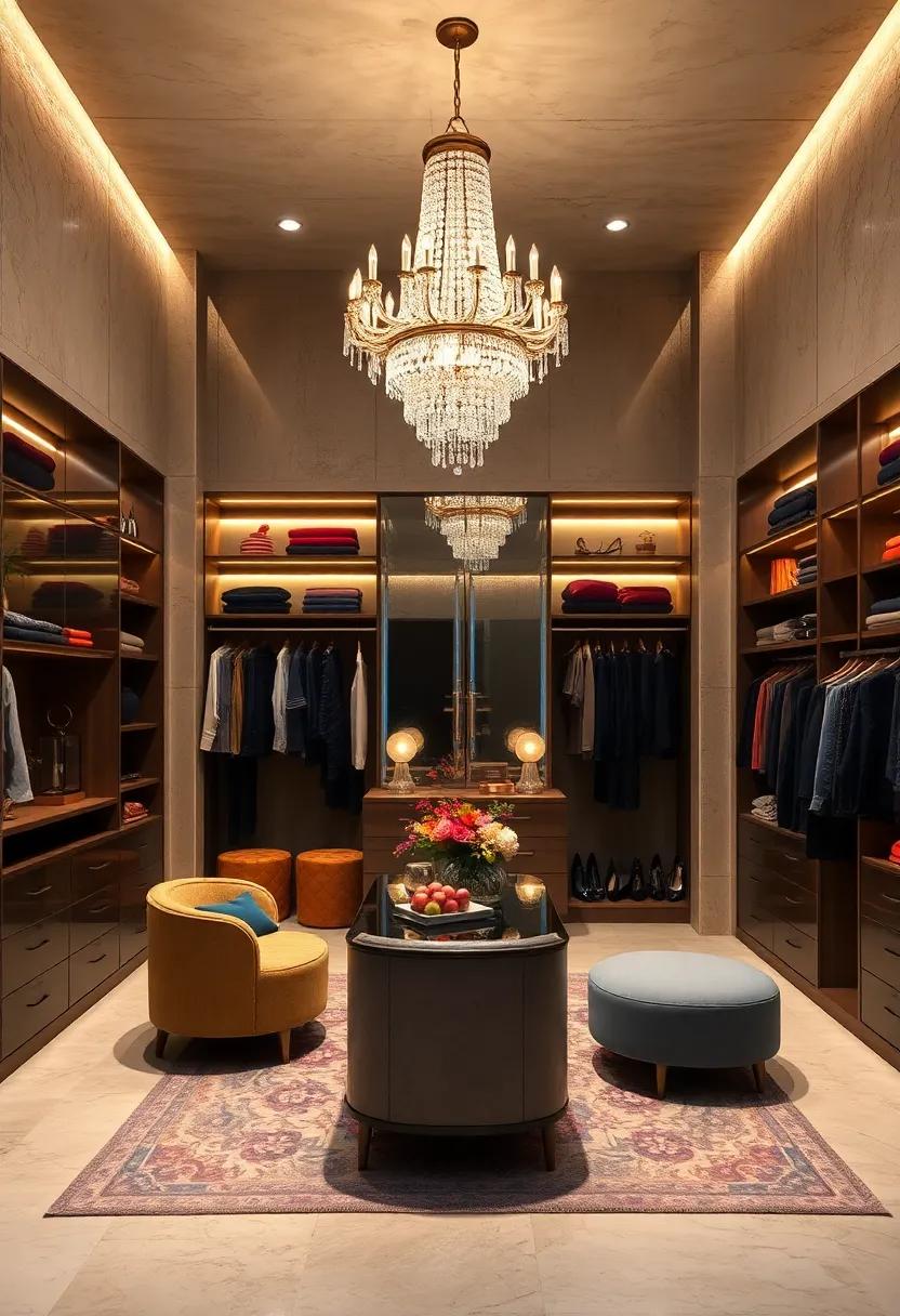 Statement Chandelier: Drape ⁣your closet in elegance ‌with⁢ a stunning chandelier‍ that ‌serves as a focal point and adds a touch ⁣of sophistication to the space