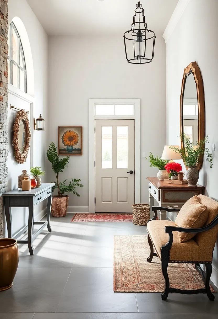 Vintage Vibes: Incorporate antique furniture pieces, like a weathered side table or an ornate mirror,⁣ to ‌add character and‌ vintage charm to your entryway