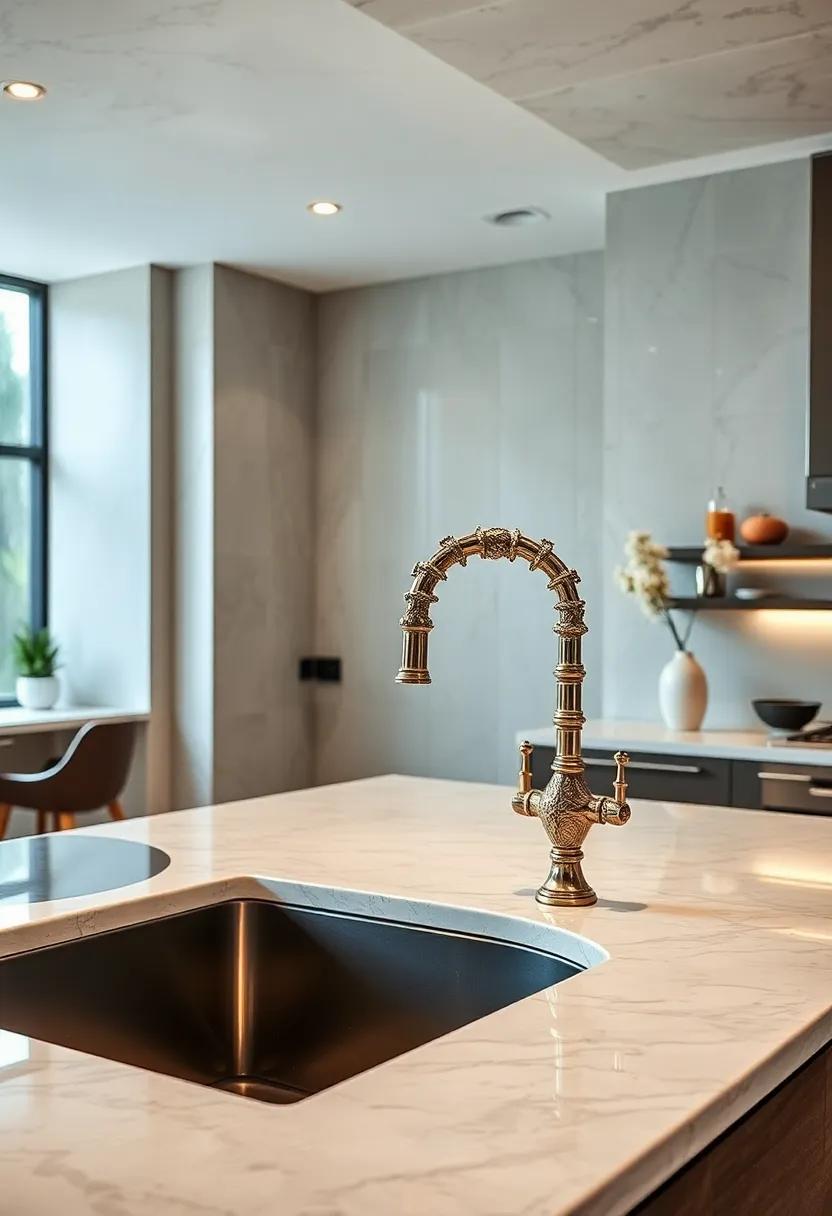 Select Designer​ Faucets: A statement faucet with​ intricate designs can become a work of art in ‌itself, enhancing the kitchen's opulence