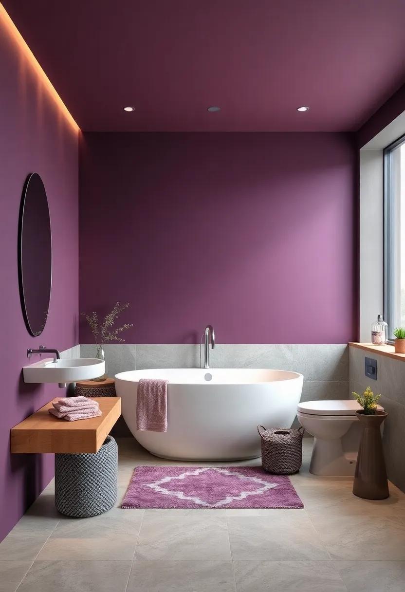 Deep Plum and Silver: A ‌bold⁣ statement that ⁣brings depth and⁤ drama ​to your bathroom, ideal ⁤for ⁤a ⁣luxe‍ retreat