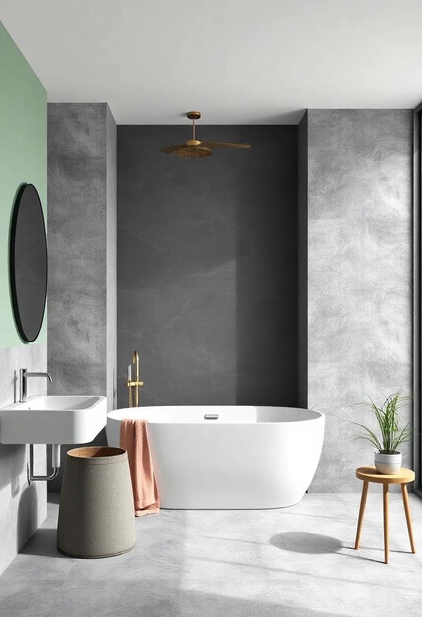 Muted⁤ Mint and ‍Charcoal Gray: A refreshing yet sophisticated pairing that adds a⁢ contemporary touch ⁣to your bathroom