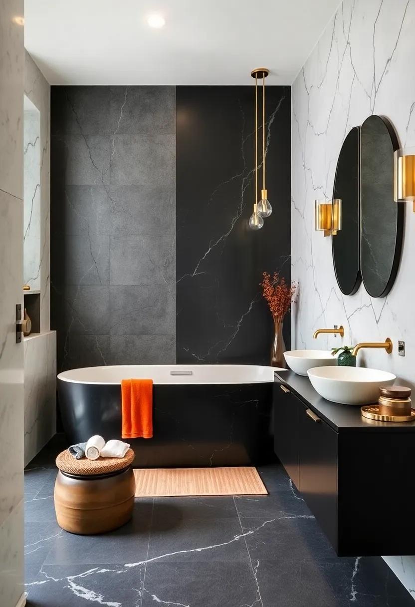 Classic Black and White with Gold Touches: Timeless and ‌chic, this color combination brings sophistication and drama to ⁤any ⁤bathroom