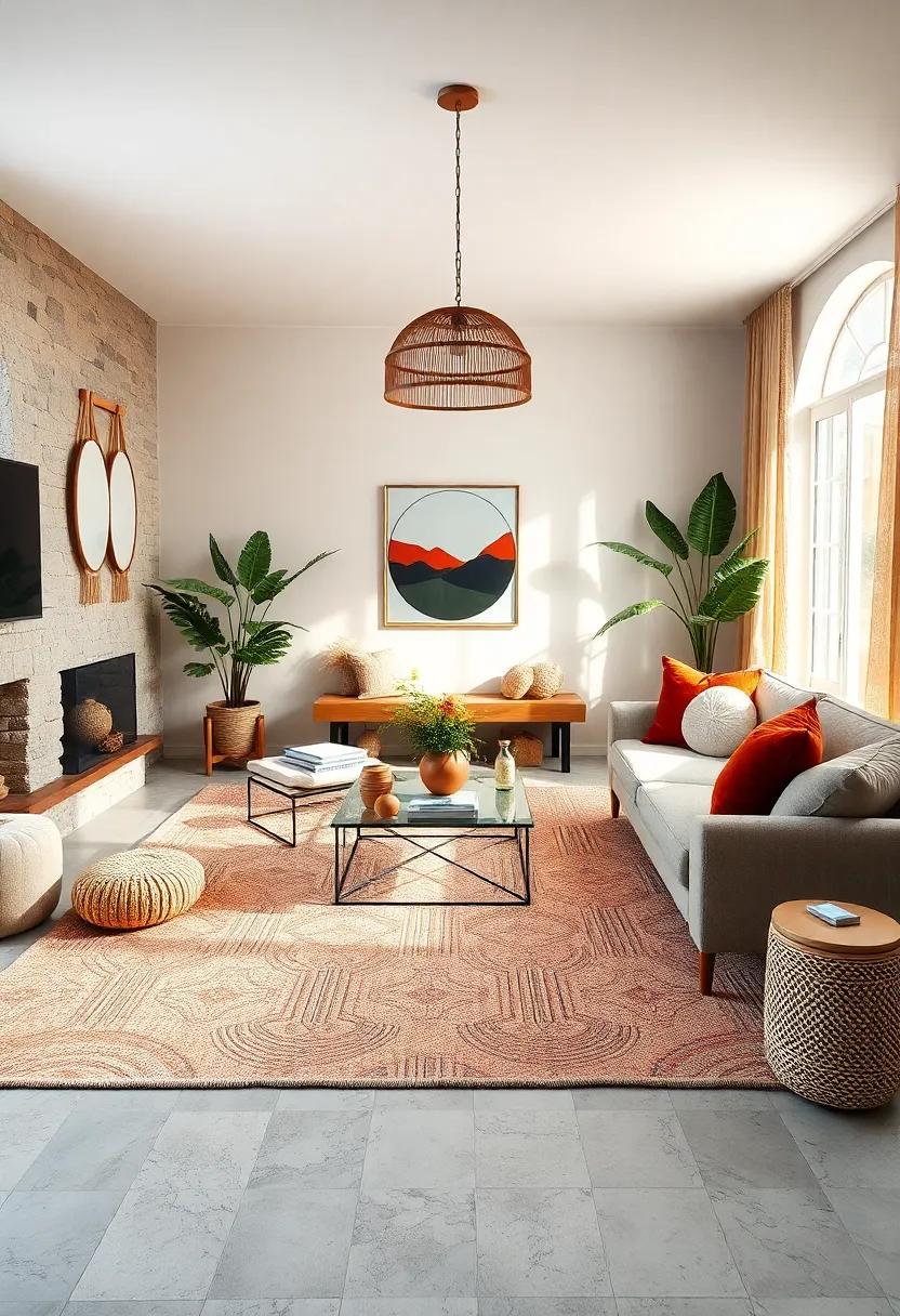Handwoven Rugs: Opt for a‍ soft, handwoven ‌rug that adds a cozy foundation and hints⁤ of organic charm‌ to your space
