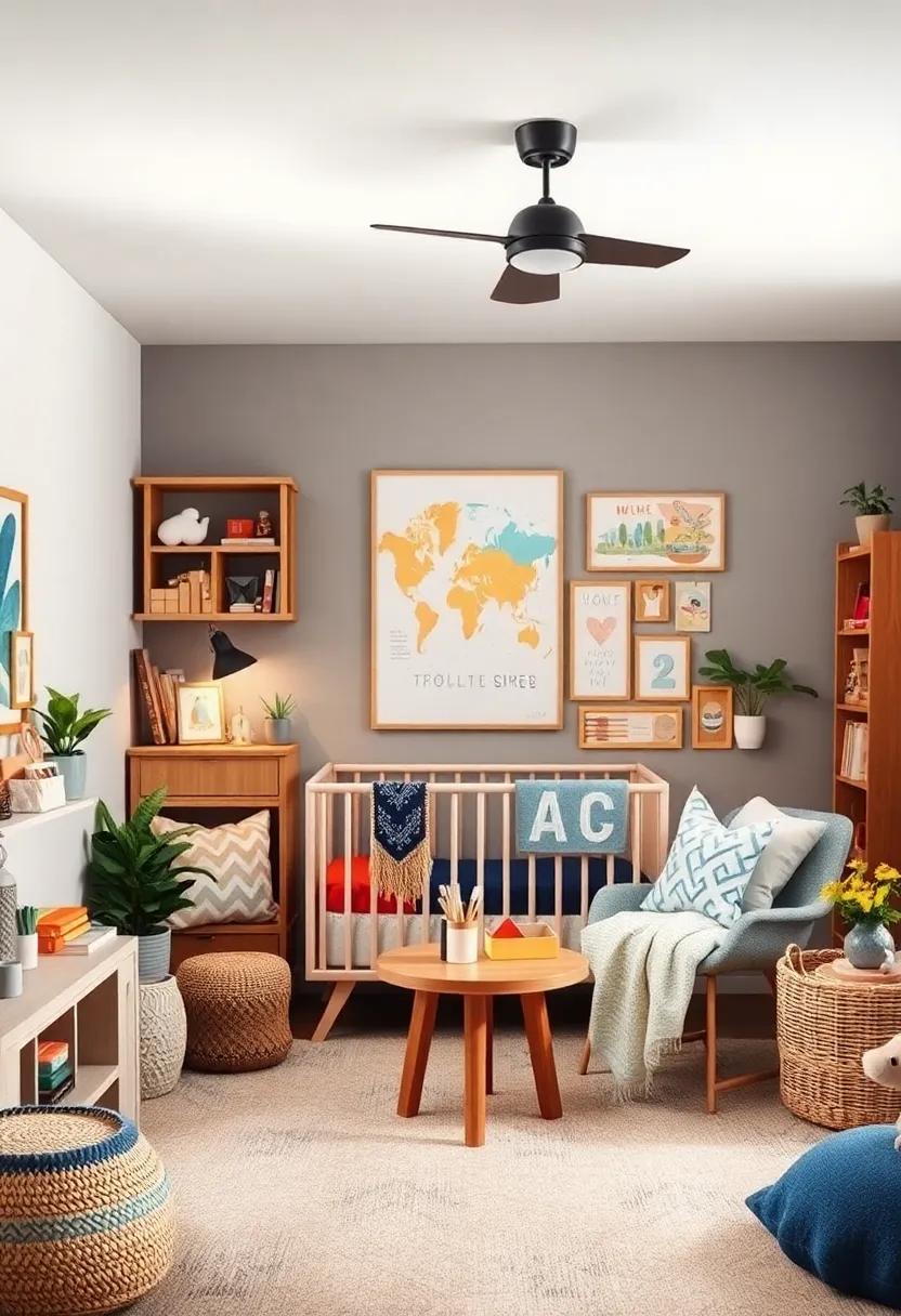 A Little Art Studio: Choose a creative​ theme with splashes of color, artistic supplies,⁢ and inspiration boards that encourage creativity from day one