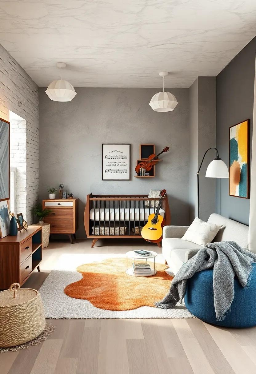 Musical Melodies: Foster ⁣a⁢ love for music with instrument motifs, musical note⁢ decor, and a cozy reading corner for sing-alongs