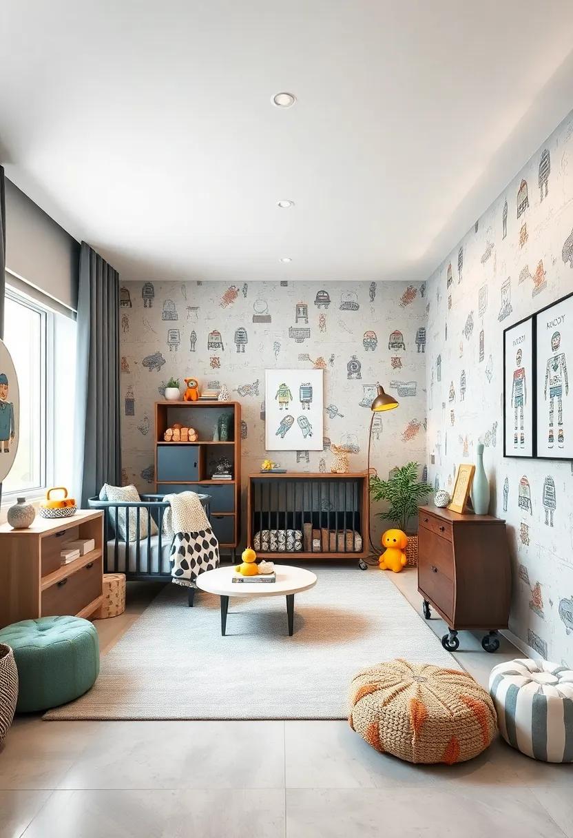 Robot‌ Wonderland: inspire curiosity about ⁢technology with robot-themed wallpapers, metallic accents, ​and ‌futuristic decor
