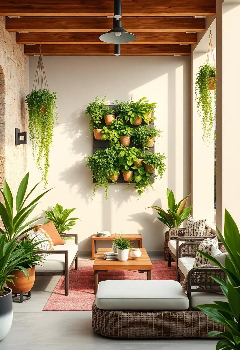 Vertical Garden⁢ Oasis: Design a vertical planter wall to suspend clusters of your‍ favorite trailing plants,⁤ maximizing ⁣greenery ‌while saving space