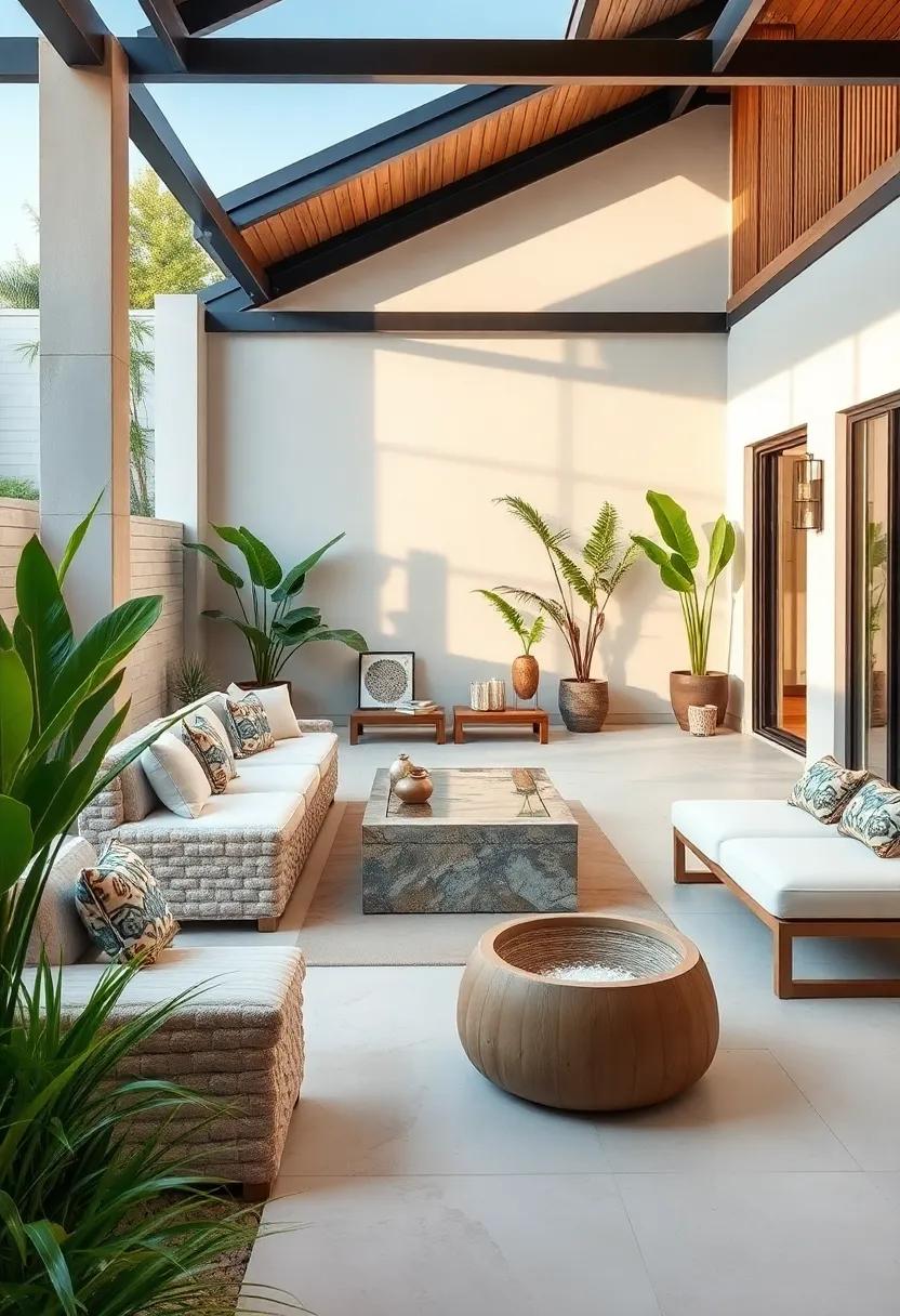 Asian-Inspired ⁤serenity: ⁤Clean lines and traditional bamboo accents foster ‍a sense of peace with a water feature as‌ the centerpiece