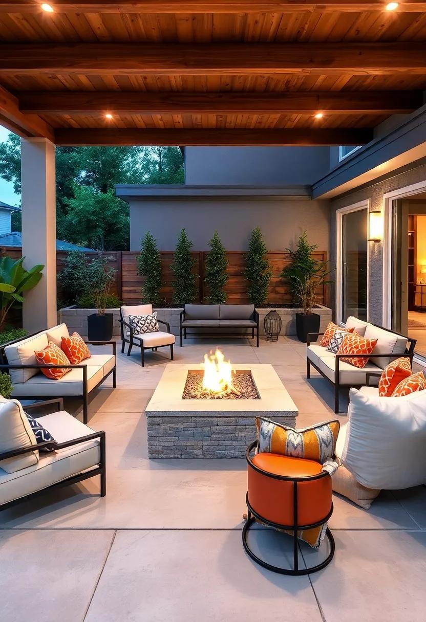 Fire Pit Focal point:⁣ A central fire pit surrounded by minimalist​ furniture creates⁢ a ⁣gathering spot that enhances social ambiance ⁣after dark