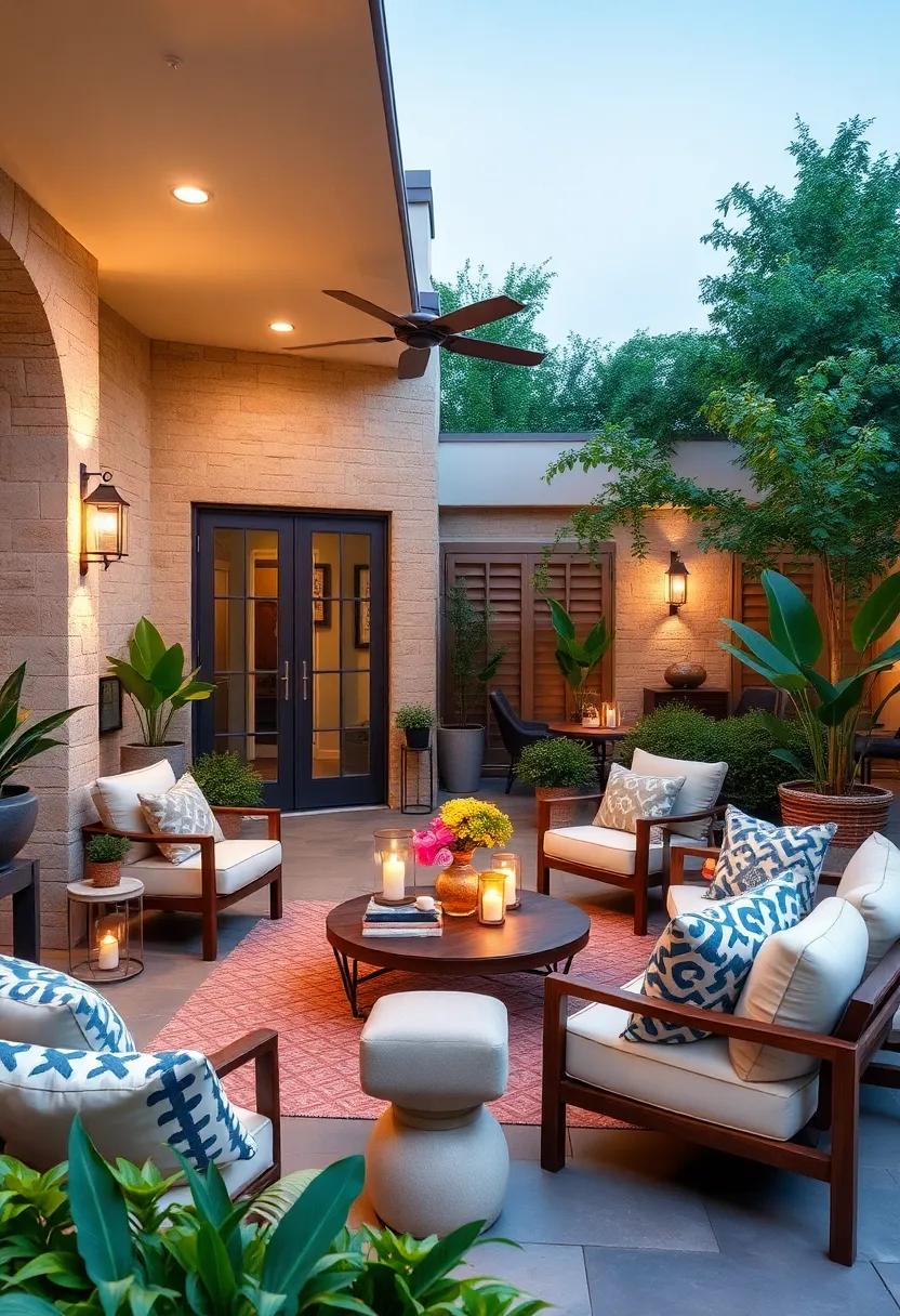 Artistic​ Accents: Incorporate⁣ artistic elements like unique sculptures or⁤ hanging lanterns‌ to elevate your patio decor⁣ and inspire⁣ conversation