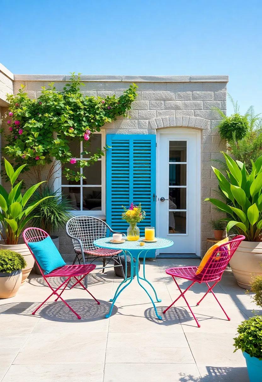 Colorful Bistro Set: Choose⁣ a ​quaint bistro set ⁣with bright ​colors for‌ intimate breakfasts or ⁢coffee breaks, perfect for small patios or balconies