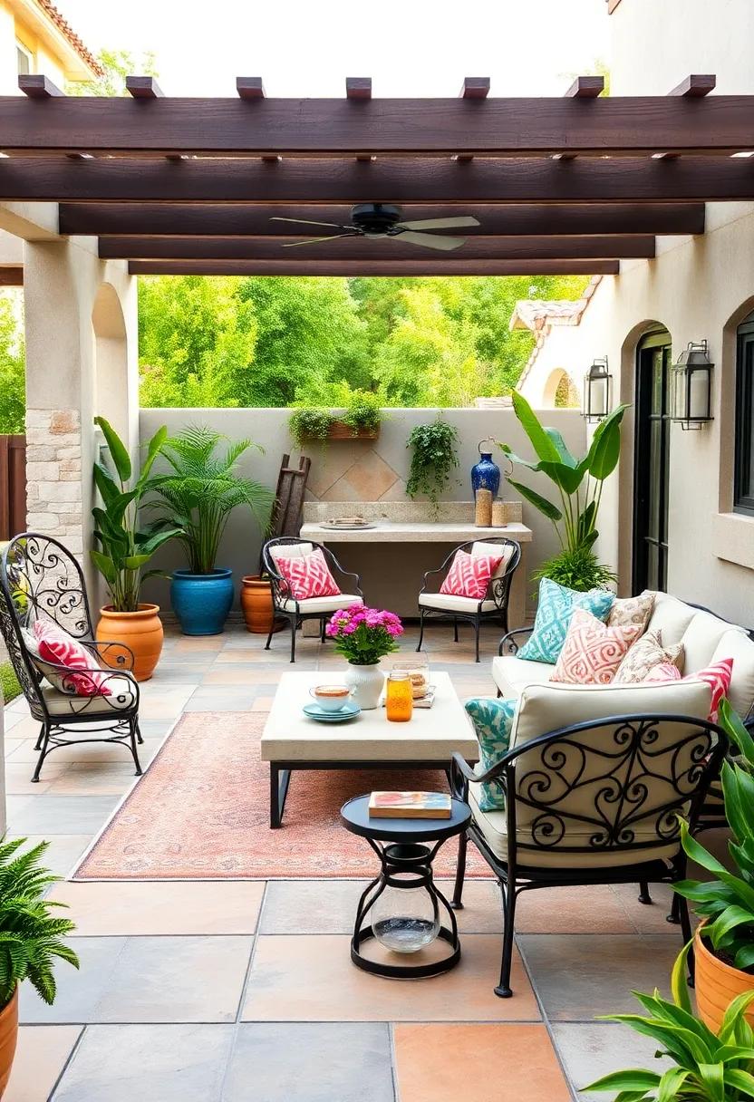 Embrace the Mediterranean: Choose ⁣wrought-iron furniture paired⁤ with vibrant,ceramic⁣ tile accents for an enchanting outdoor space that ⁣evokes sun-drenched summers