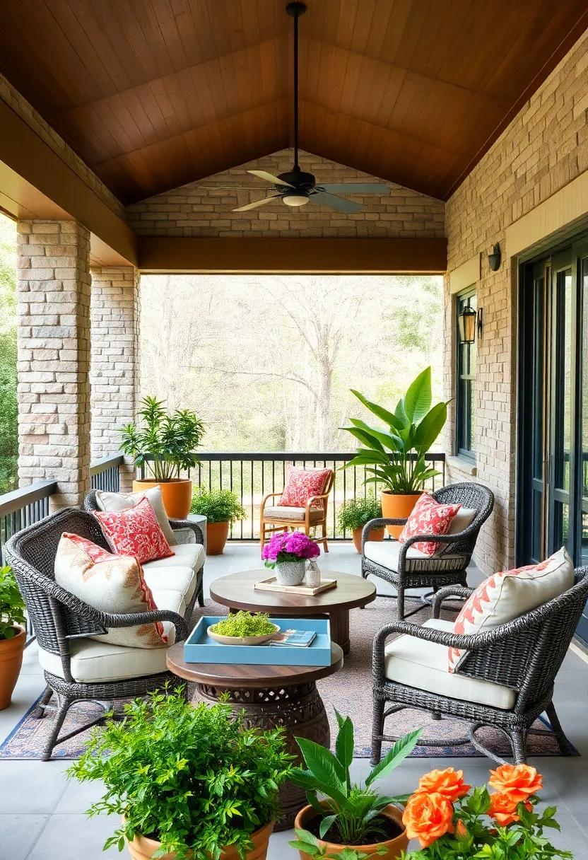 Enclosed Porch‌ Retreat: ‌Use wicker or resin​ furniture to furnish ​an‍ enclosed⁢ porch,‍ allowing‌ for year-round enjoyment of ‌the‍ outdoor ⁣views in comfort