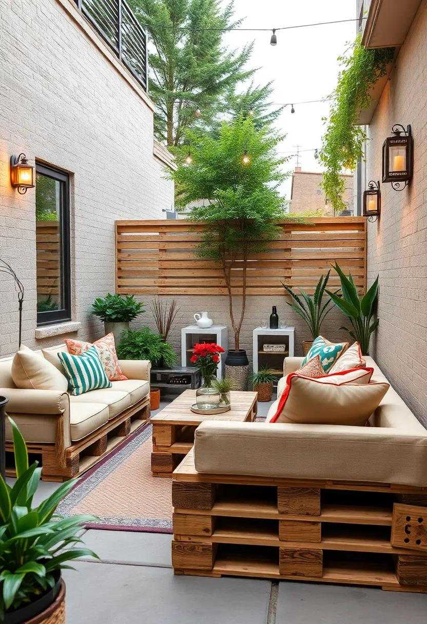Repurposed Pallet ⁤Seating:⁢ Create‍ a unique⁤ seating solution ​by using wood pallets, adding outdoor ‌cushions for comfort while maintaining an eco-friendly approach