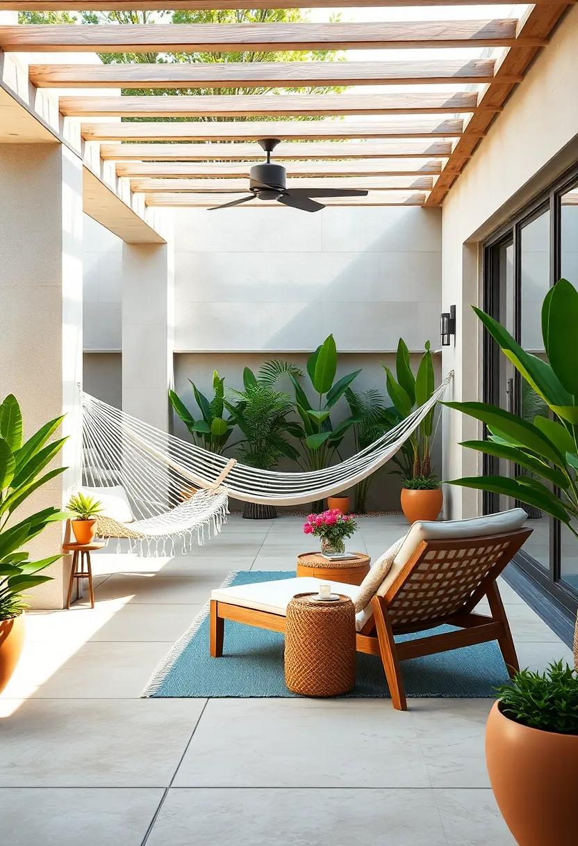 Design‍ an Outdoor Yoga Space: Create a⁤ tranquil setting with soothing colors and a hammock for relaxation and meditation
