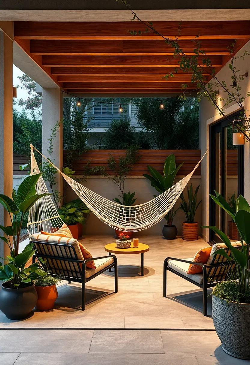 embrace Minimalism: Keep the design⁣ simple⁢ with a few key pieces,allowing the ​hammock and lounge chairs to‍ be the focal point