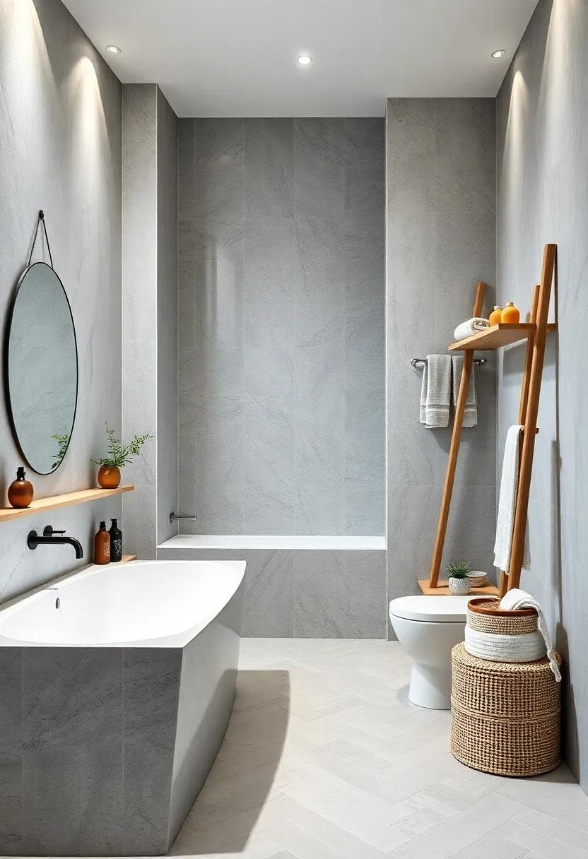 Elegant ⁤towel​ Storage: Implement ‍stylish towel racks ‌or ladder⁣ shelves that echo the minimalist theme while ⁤providing​ functionality