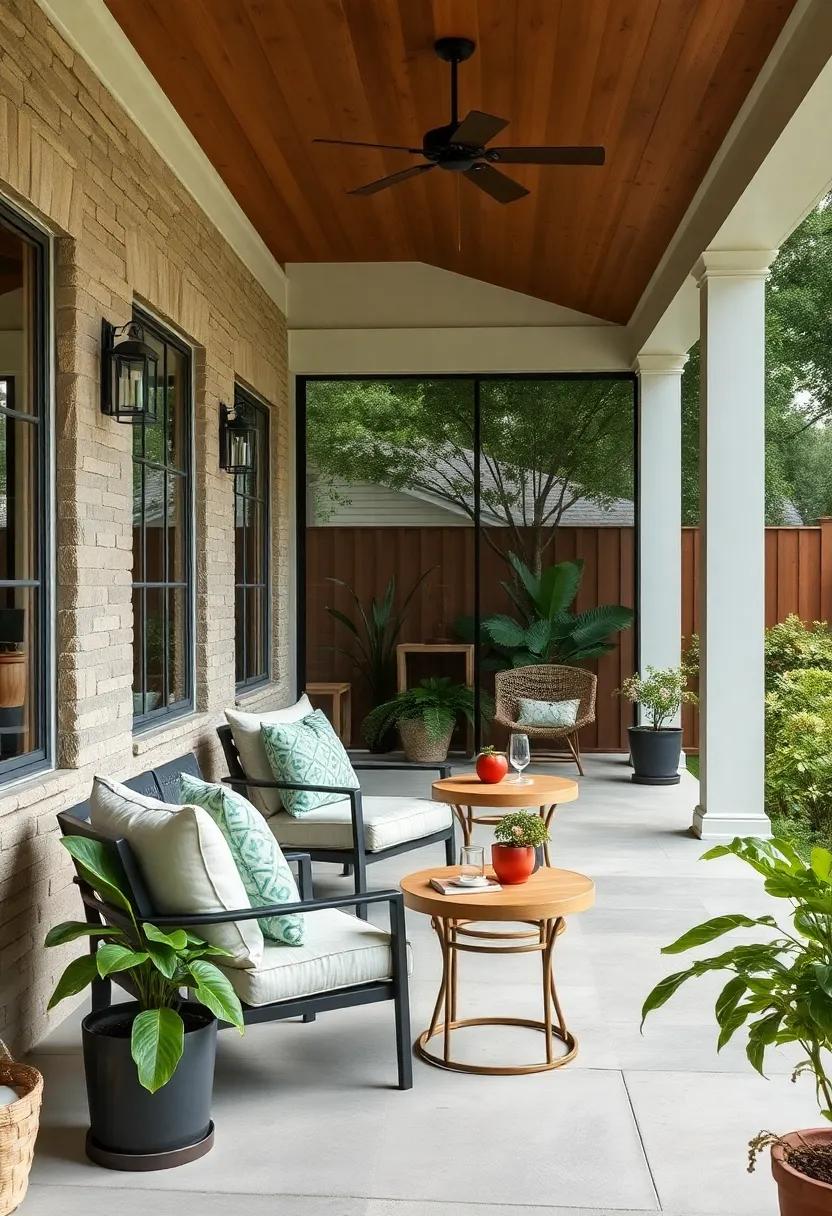 Stylish Side Tables:​ Include ⁢chic side tables for ⁤drinks and ​snacks, ensuring convenience while enhancing the⁣ overall aesthetic of ​the porch