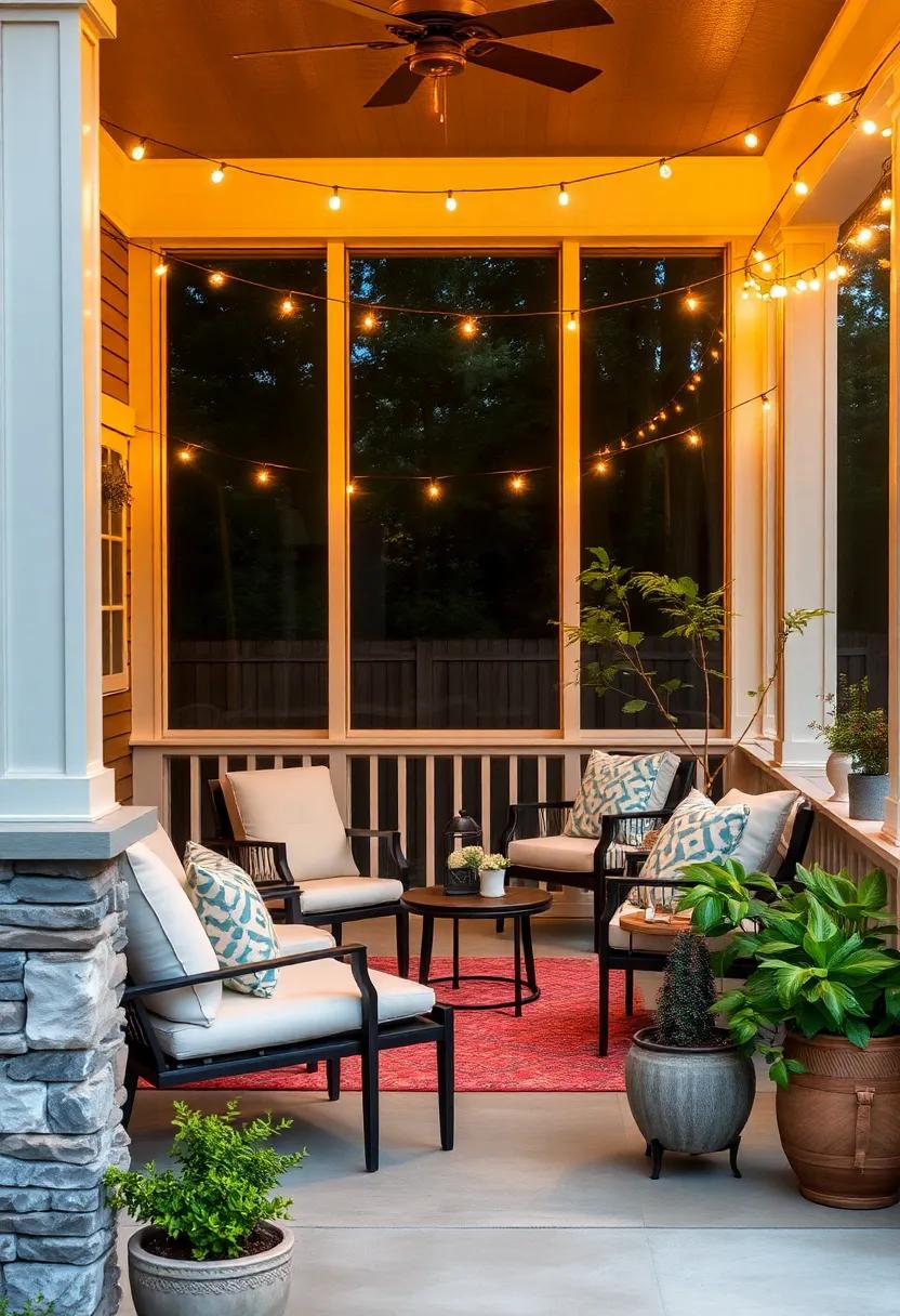 twinkling ‍String Lights: Set the mood​ with⁤ twinkling ⁢string lights that add‍ a magical ambiance to‌ your porch, making it an enchanting retreat after dusk