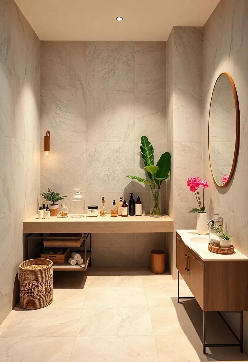 Clear Jar Storage: Use clear jars to house loose makeup items like cotton pads and ⁣q-tips, combining functionality with a clean, modern aesthetic