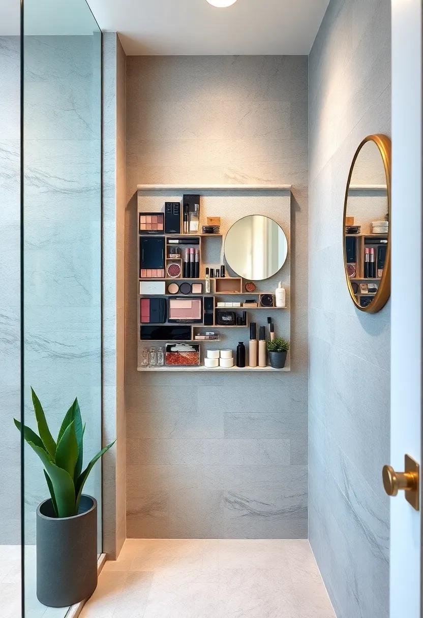 magnetic Makeup Board: Create a magnetic board to display your makeup palettes, making them easy to grab while giving your bathroom a trendy edge