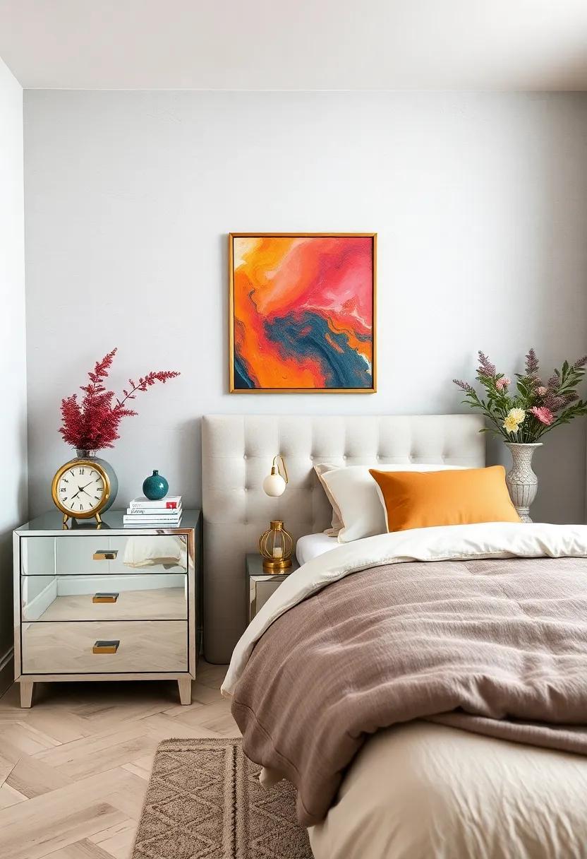 Artistic Nightstands: Seek out nightstands with artistic mirrored surfaces to boost ‌the visual interest of your​ bedside ⁣setup