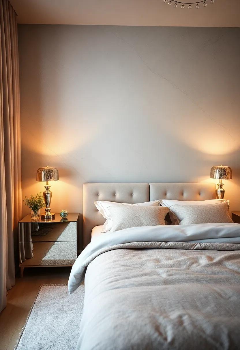 Chic Bedside lamps: Incorporate stylish lamps with mirrored elements to add accent lighting⁤ and sophistication