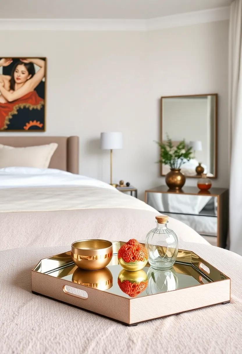 Decorative trays: Use mirrored‌ trays on nightstands or dressers to organize small items while enhancing the decor