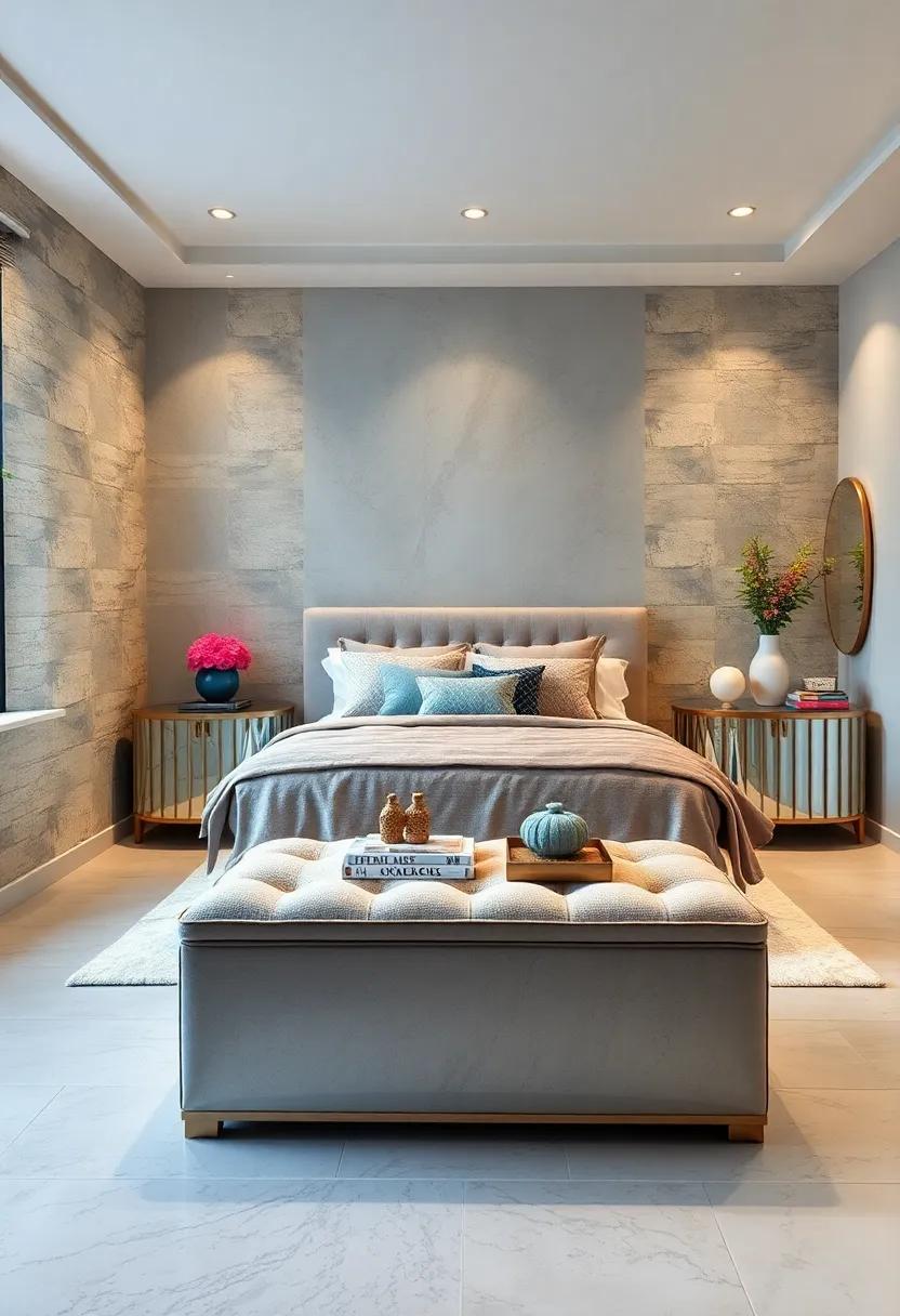 Elegant Ottoman: Consider ⁣a mirrored ottoman at the foot of your bed⁢ for a⁣ chic seating option that ‌doubles‍ as storage