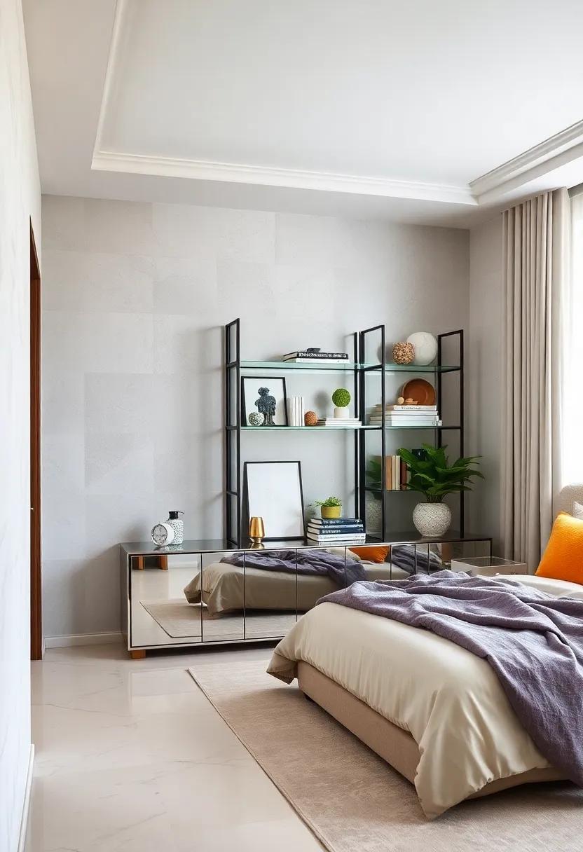 Showcase accessories: Use a mirrored bookshelf to display books and decor‌ items,⁢ turning functional ⁤storage into a design statement
