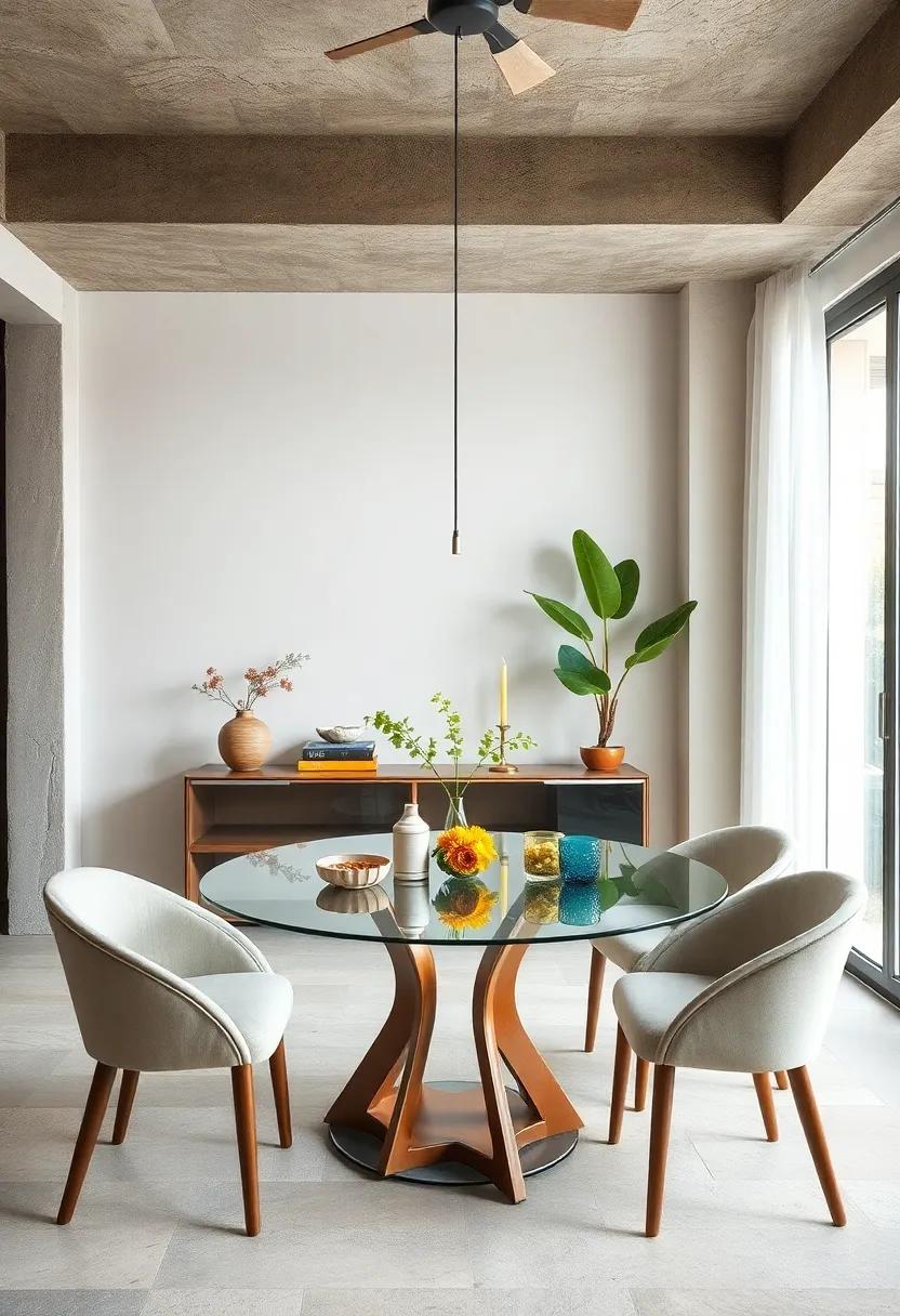 Embrace Minimalism: Choose⁤ a sleek, round glass ⁣table that disappears into the room, making your space feel open while providing a​ chic dining‌ option