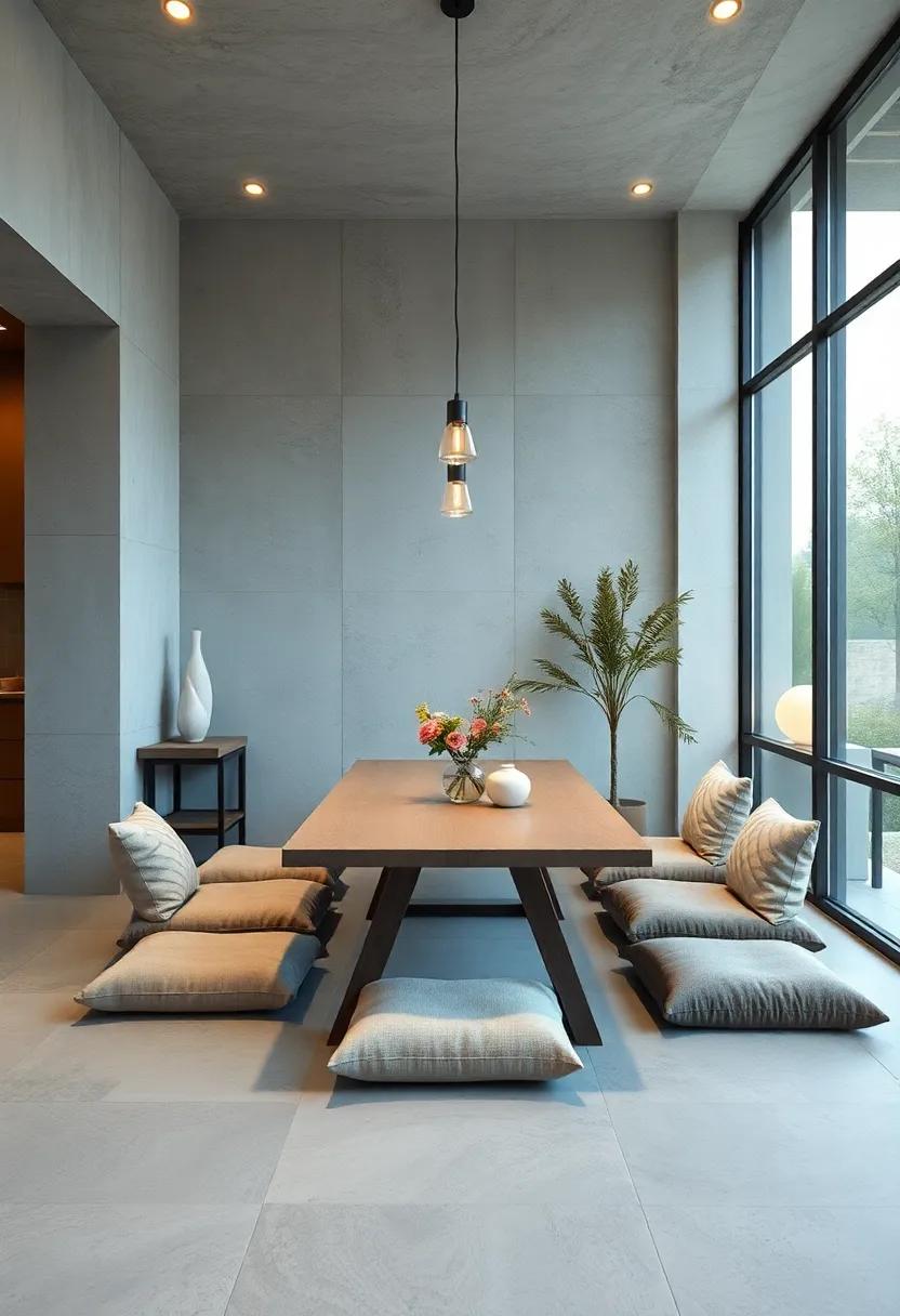 Minimalist Japanese Style: Explore low-profile tables with floor cushions, embracing a minimalist aesthetic ​that’s both space-saving and stylish
