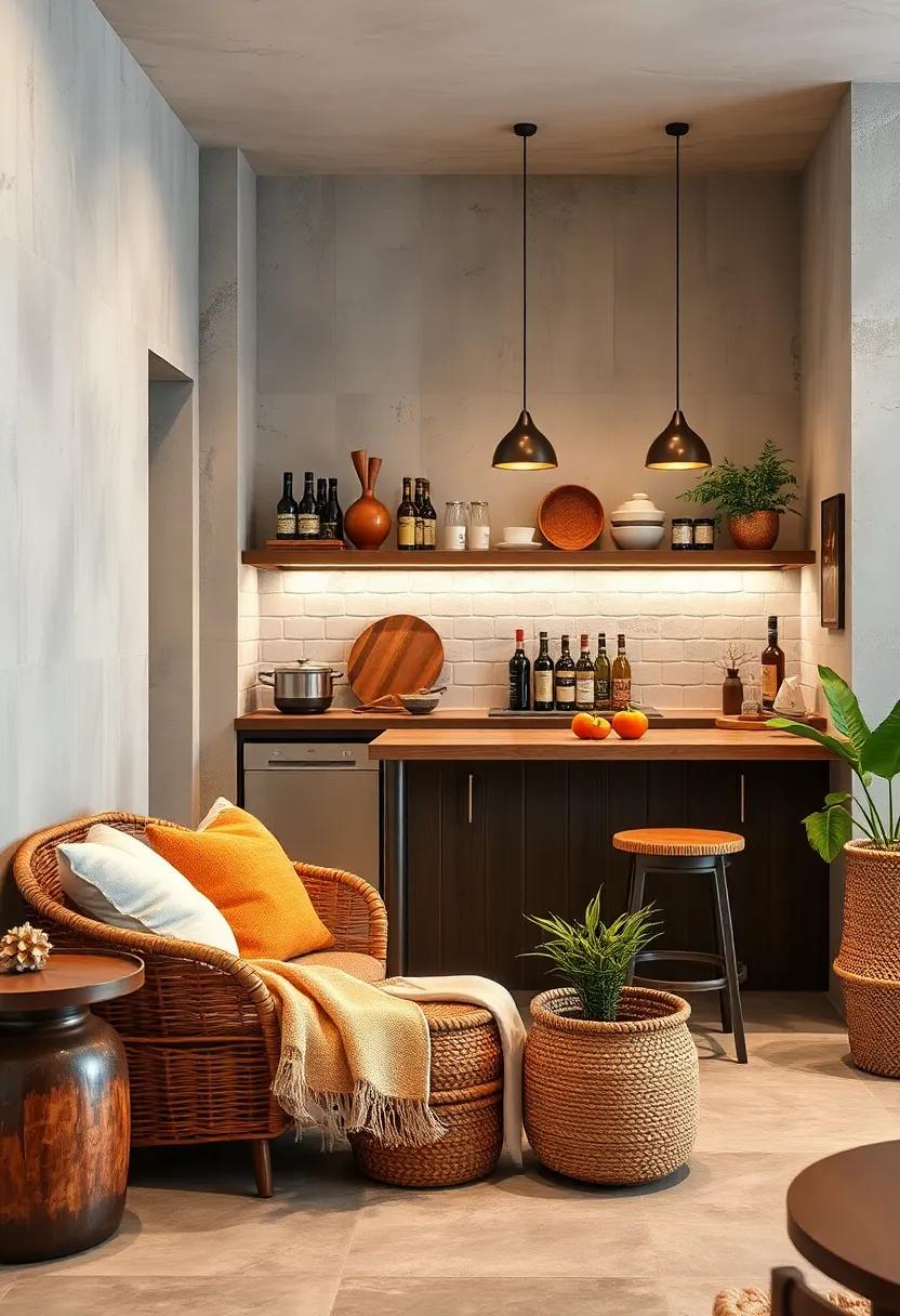 Use Decorative‌ Baskets: Store items​ like mixers and napkins ‌in chic baskets that ⁤add texture⁤ and warmth⁣ to your decor