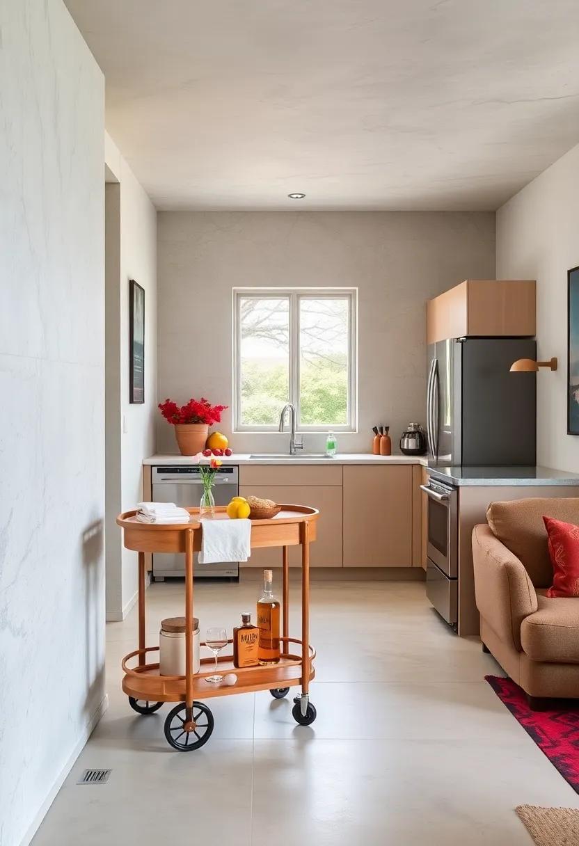 Use Multi-Functional Furniture:​ Opt for a⁤ bar cart on ​wheels that can be easily moved ​or⁣ converted ⁣into additional prep space