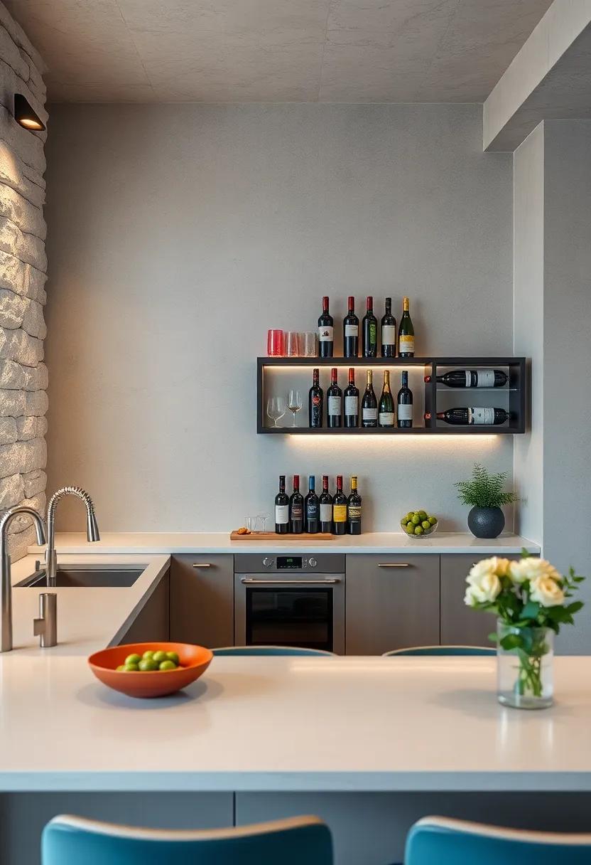 Utilize Wall-Mounted Wine Racks:⁢ Free up counter ‍space and display your wine collection‌ with stylish wall racks