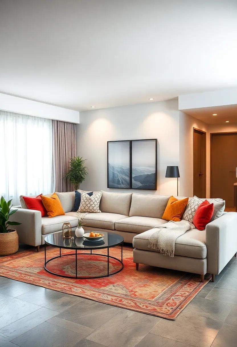 Multifunctional Magic: This ‍small living room showcases a sectional sofa ​that cleverly doubles as ⁣a sleeper, making ​it perfect for ⁢guests without ‌compromising style