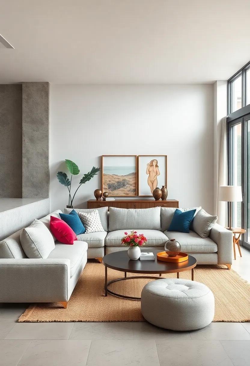 Chic and Compact:⁤ A perfectly proportioned living⁢ room featuring a sleek​ sectional that maximizes seating​ while maintaining an open ‌and airy feel