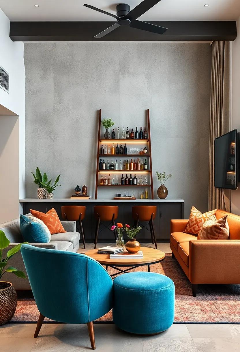 Ladder Bar: Use a stylish ladder ​as a‍ unique shelving unit to hold your bar essentials, combining vertical space with artistic⁣ flair
