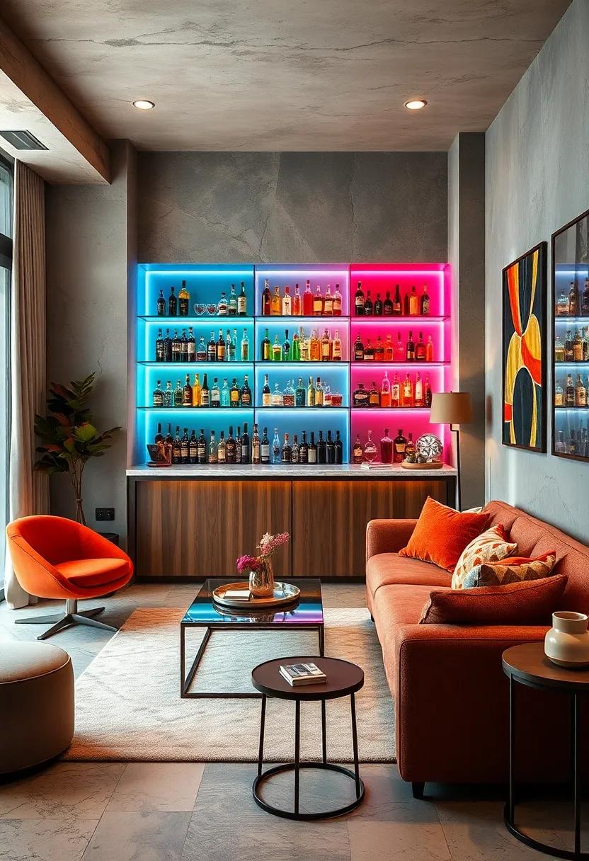 Color-Coded Organizing: Organize your liquor⁣ by color to create a visually appealing display ​that becomes part of your⁣ living room ‌decor