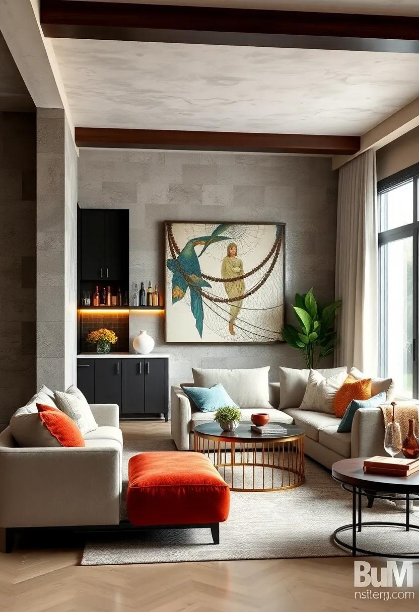 Hidden bar Behind Artwork: Install a concealed bar ⁤behind a piece of artwork or a decorative panel for an element of surprise and sophistication