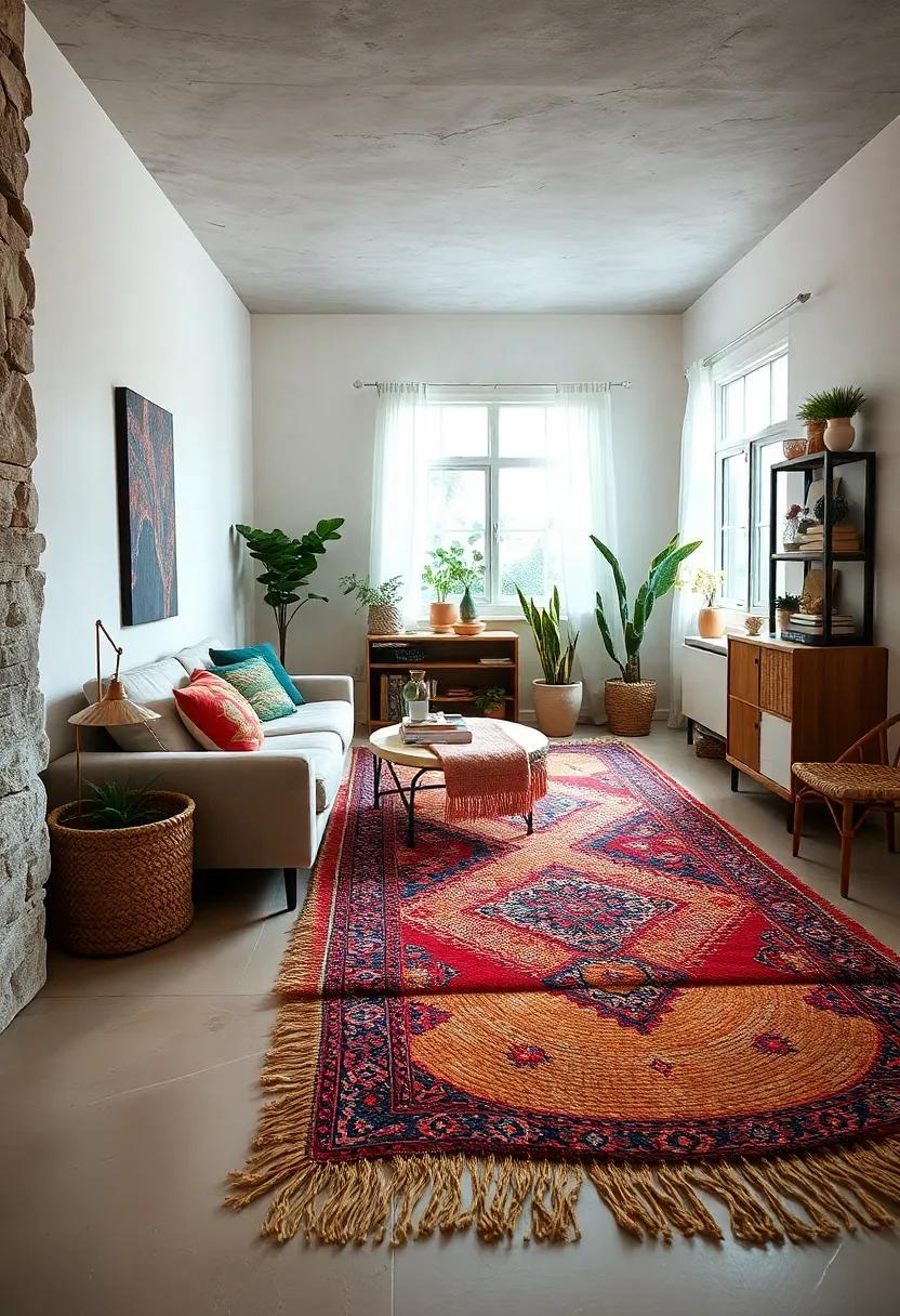 Layer⁤ a ‌Jute Rug Under a⁢ Colorful Throw ‌Rug for a Bohemian‌ Look